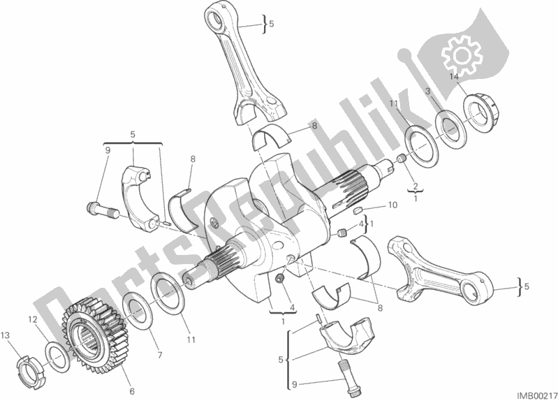 All parts for the Connecting Rods of the Ducati Multistrada 1200 Touring USA 2015